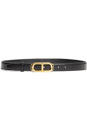 Tom Ford Tilbehør, Dame, Sort, 90 CM, Uld, Sort Palmellato Læderbælte med Guldspænde