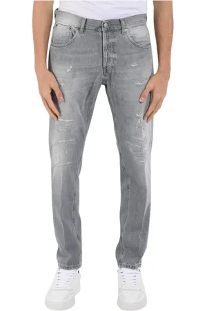 Dondup Jeans, Herre, Grå, W34, Bomuld, Slim Fit Brugte og Ødelagte Jeans