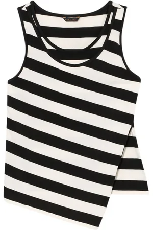 Brooks Brothers Top, Dame, Flerfarvet, M, Bomuld, Slim Fit Stribet Bomuld Jersey Tank Top med Logo Broderi
