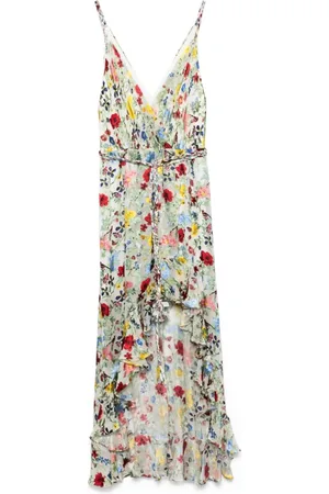 ALICE+OLIVIA Kjole, Dame, Flerfarvet, 3XS, Multifarvet Ruffled High-Low Kjole