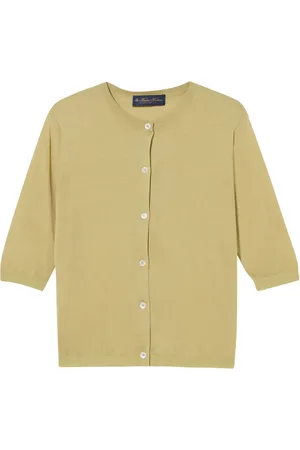 Brooks Brothers Strik, Dame, Grøn, S, Bomuld, Silkeblandingscardigan