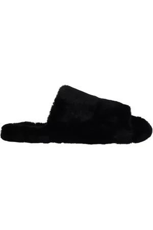 Dolce & Gabbana Sko, Herre, Sort, 44 1/2 EU, Polyester, Sort Polyester Falsk Pels Herre Sandaler