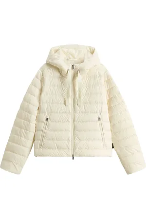 Woolrich Jakke, Dame, Hvid, S, Uld, Hvid Lynlås-Front Frakke med Lommer