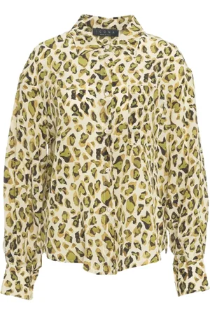 Kaos Bluser & Skjorter, Dame, Flerfarvet, S, Uld, Dyretryk Bluse Beige