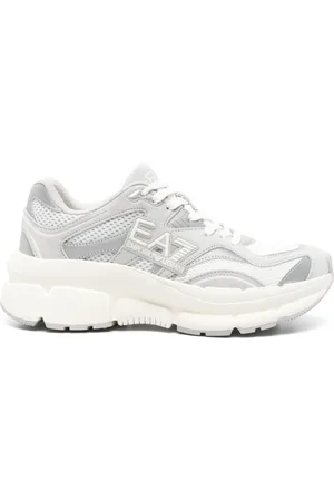 EA7 Sko, Herre, Hvid, 41 1/2 EU, Hvide Sneakers Tyk Gummisål Logo