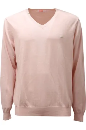 sun68 Strik, Herre, Lyserød, S, Bomuld, Let Bomuld V-Hals Sweater Model 14149