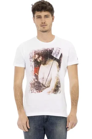 Trussardi Top, Herre, Hvid, 2XL, Bomuld, Grafisk Charme T-shirt med korte ærmer