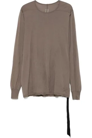 Rick Owens Top, Herre, Brun, M, Mørk Skygge Crew Neck Lange Ærmer