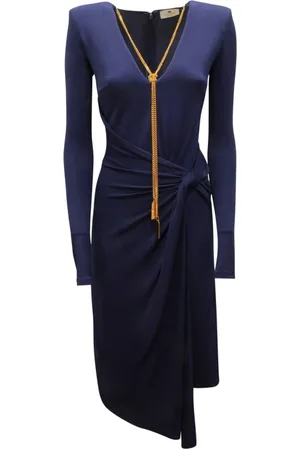 Elisabetta Franchi Kjole, Dame, Blå, S, Navy Kjole Made in Italy