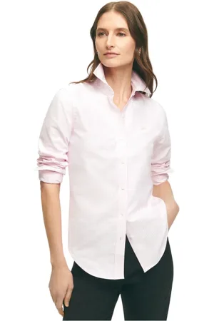 Brooks Brothers Bluser & Skjorter, Dame, Lyserød, L, Bomuld, Klassisk pasform Stribet Oxford-knap-ned-skjorte