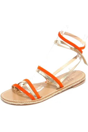 Emanuela caruso Sko, Dame, Gul, 36 EU, Uld, Guld/Orange Capri Sandal Håndlavet i Italien