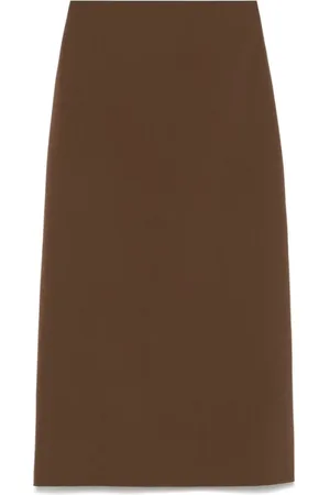 Loulou Studio Nederdel, Dame, Brun, XS, Chokoladebrun Midi Nederdel med Slids bagpå