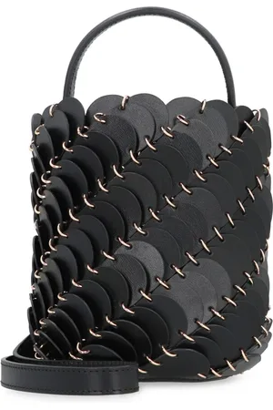 Paco rabanne Taske, Dame, Sort, ONE SIZE, Uld, Mini Bucket Taske med Interlocking Lukning
