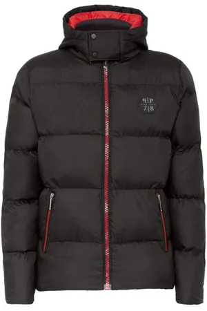 Philipp Plein Jakke, Herre, Sort, L, Uld, Ikonisk hættejakke sort
