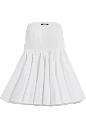 Jacquemus Nederdel, Dame, Hvid, XS, Hvid Plisseret Nederdel med Falske Lommer
