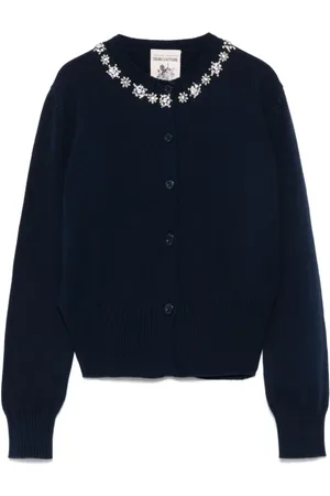 SEMICOUTURE Strik, Dame, Blå, S, Navy Crew Neck Sweater