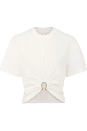 Paco rabanne Top, Dame, Hvid, L, Bomuld, Hvid Bomulds T-shirt med Elegant Design