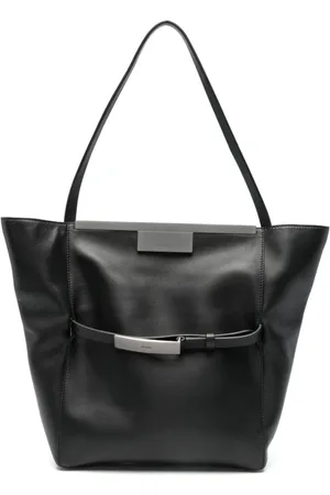 Max Mara Taske, Dame, Sort, ONE SIZE, Uld, Sort Skuldertaske med Logo Plaque