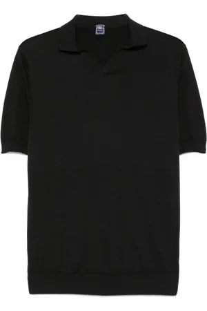 FEDELI Top, Herre, Sort, 2XL, V-hals Poloshirt