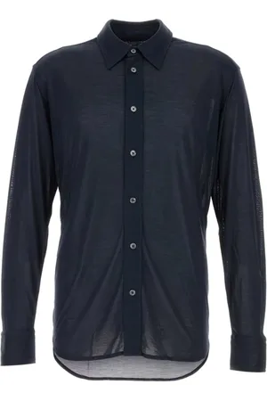 Tom Ford Skjorte, Herre, Blå, XL, Marineblå silkeskjorte