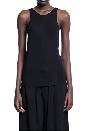 THOM KROM Top, Dame, Sort, L, Sort Ærmeløs Scoop Neck Tank Top