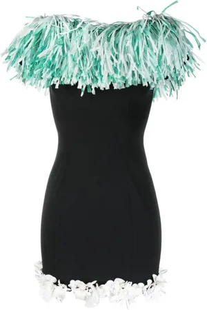 Emilio Pucci Kjole, Dame, Flerfarvet, XS, Uld, Fringe-Trim Mini Kjole med Blomsterapplikation