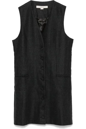 REMAIN Birger Christensen Jakke, Dame, Grå, S, Uld, Ternede Uldblanding V-Hals Vest