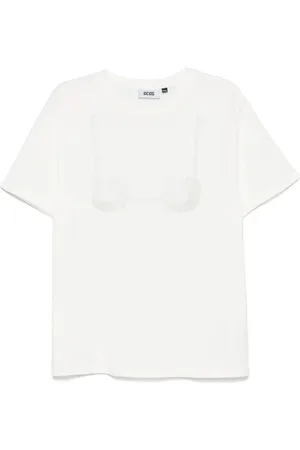 GCDS Top, Dame, Hvid, S, Hvid Crew Neck Kortærmet T-shirt
