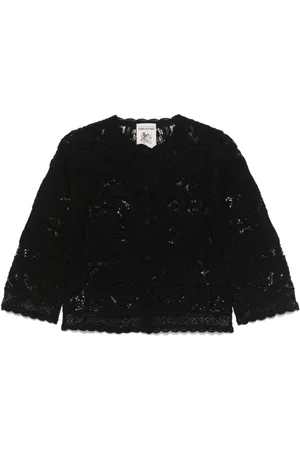 SEMICOUTURE Bluser & Skjorter, Dame, Sort, M, Uld, Sort Sweater med knaplukning