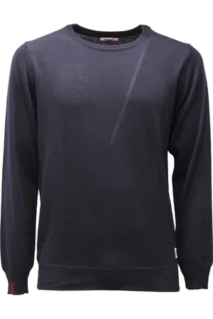 OFFICINA 36 Strik, Herre, Blå, S, Uld, Let Crew Neck Uld Sweater