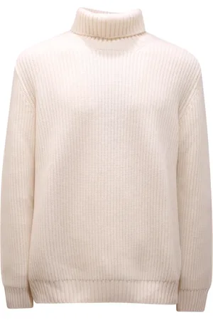 Hogan Strik, Herre, Hvid, XL, Uld, Uld Turtleneck Sweater Lavet i Italien