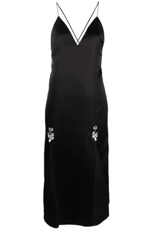 WALES BONNER Kjole, Dame, Sort, XL, Satin, Krystalbesat satinkjole