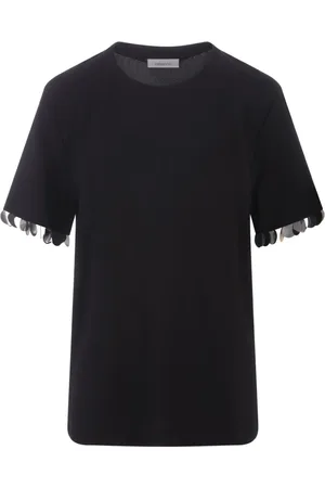 Paco rabanne Top, Dame, Sort, M, Sort Paillet Crew Neck T-shirt