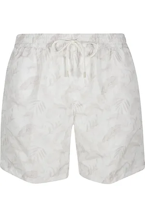 ELEVENTY Badetøj, Herre, Hvid, XL, Polyester, Foliage Print Beach Swimwear Shorts