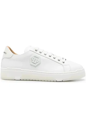 Philipp Plein Sko, Herre, Hvid, 41 EU, Hvid Snøresneaker med Gummisål