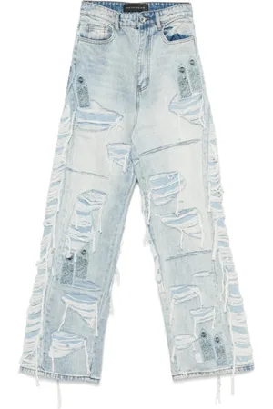 Who Decides War Jeans, Herre, Blå, W28, Lys Blå Patch Detalje Jeans