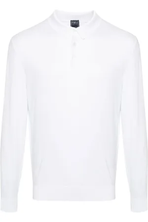 FEDELI Top, Herre, Hvid, XL, Bomuld, Cotton Knit Polo Sweater