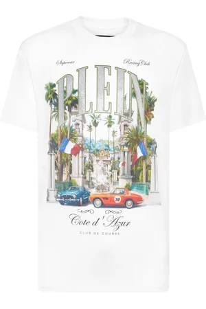Philipp Plein Top, Herre, Hvid, M, Rhinestone Logo Crew Neck T-shirt