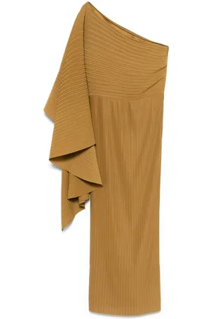 Solace Kjole, Dame, Gul, S, Uld, One-Shoulder Pencil Kjole