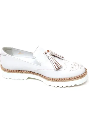 Hogan Sko, Dame, Hvid, 37 1/2 EU, Platinum Slip-On Moccasin Sko