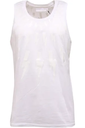 Neil Barrett Top, Herre, Hvid, L, Slim Ærmeløs Lang T-shirt
