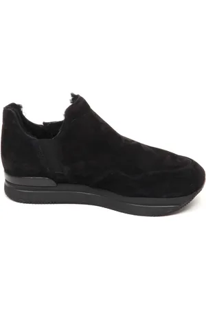 Hogan Sko, Dame, Sort, 40 EU, Uld, Pelsforet slip-on sko høj top