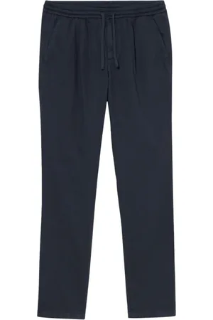 Brooks Brothers Bukser, Herre, Blå, W32, Bomuld, Slub Bomuld Straight-Leg Plisseret Bukser