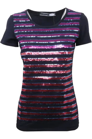 Sportmax Top, Dame, Blå, S, Uld, Pailletbesat C4624 Code Top