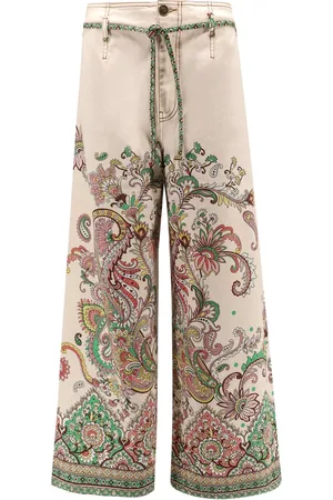Etro Jeans, Dame, Flerfarvet, W29, Bomuld, Blomstret Talje Bukser MultiFarvet