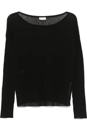 Liu Jo Strik, Dame, Sort, L, Uld, Sort Sweater Behagelig og Stilfuld