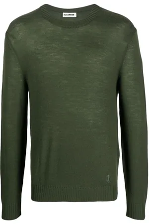 Jil Sander Strik, Herre, Grøn, L, Uld, Elegant Grøn Uld Sweater