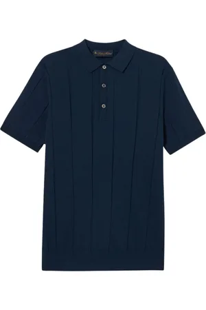 Brooks Brothers Strik, Herre, Blå, 3XL, Bomuld, Høj Twist Bomuld Ribbet Strikket Polo