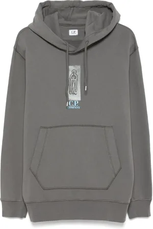 C.P. Company Sweathshirts & Hoodies, Herre, Grå, S, Bomuld, Hættetrøje i bomuld, antracitgrå