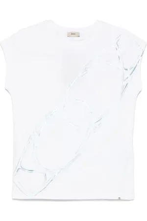 HERNO Top, Dame, Hvid, M, Hvid Logo Print Cap Sleeve T-shirt